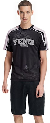 FENDI SS23 Black Silver Logo Crewneck Casual T-Shirt. FAF692APC2F01I5 Details for FENDI SS23 Black Silver Logo Crewneck Casual T-Shirt. FAF692APC2F01I5