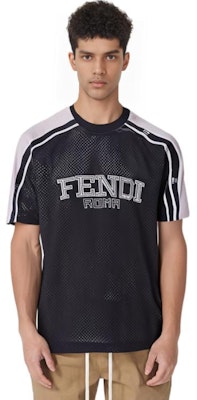 FENDI SS23 Black Silver Logo Crewneck Casual T-Shirt. FAF692APC2F01I5 Sizing FENDI SS23 Black Silver Logo Crewneck Casual T-Shirt. FAF692APC2F01I5