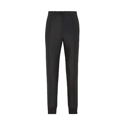 FENDI SS23 Black Solid Color Knit Jogger Pants with Drawstring. FB0787АКССFOQA1