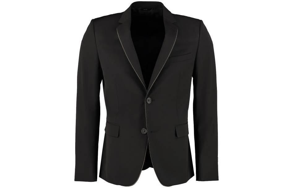 FENDI SS23  Black Wool Blazer Jacket with Flap Pockets and Double Buttons FJ0853AA8RF0QA1