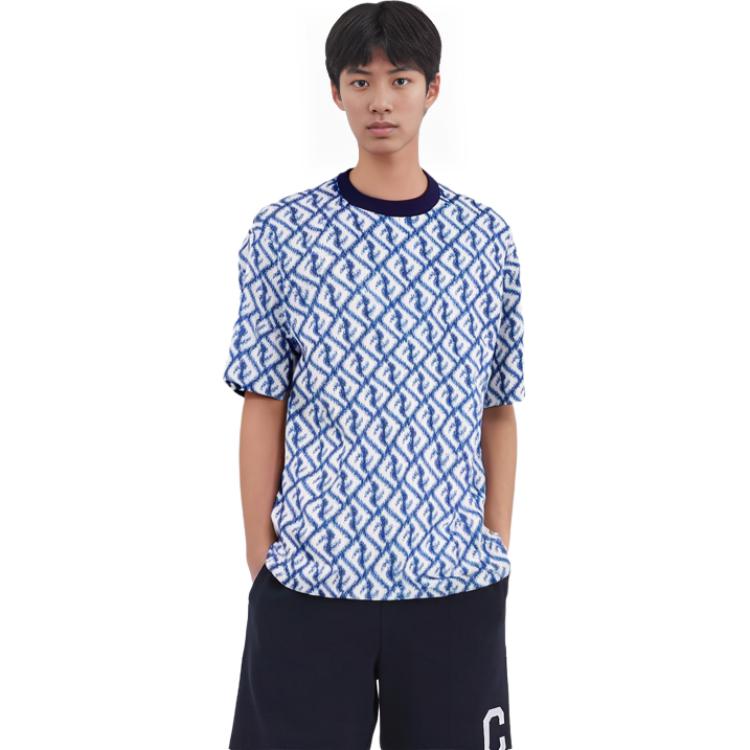 Details for FENDI SS23 Baju-T Kasual Cetakan Huruf Biru Seluruh. FAF682AN66F1KRN