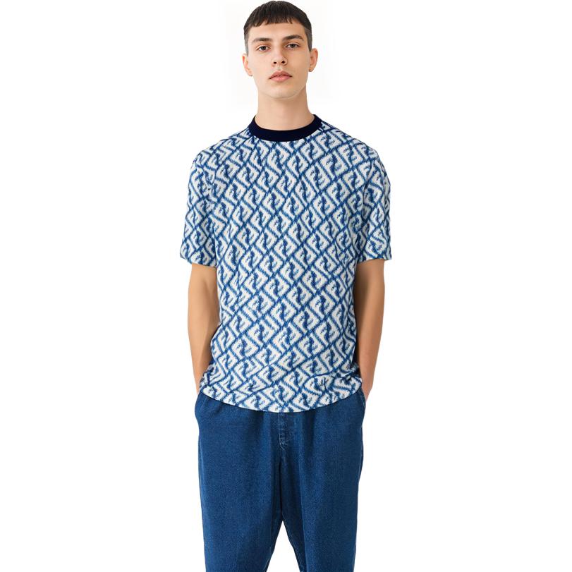 Sizing FENDI SS23 Baju-T Kasual Cetakan Huruf Biru Seluruh. FAF682AN66F1KRN