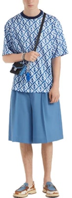 FENDI SS23 Blue Allover Letter Print Casual T-Shirt. FAF682AN66F1KRN 2