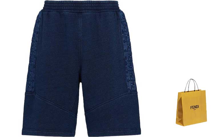 Shop FENDI SS23  Blue Letter Print Elastic Waist Casual Shorts. FAB651AN5UF0RU7