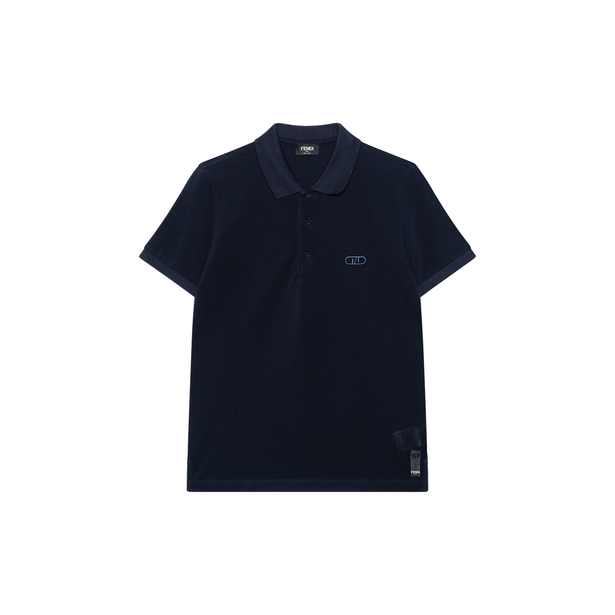 FENDI SS23  Blue Polo Shirt with Solid Color and Logo Embroidery. FY0985APMVF1KQ4
