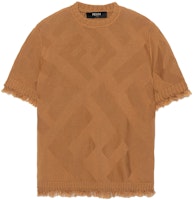 FENDI SS23 Brown Knit Sweater with All-over Logo and Fringe Detail. FZX144AN3TF1FLO FENDI SS23 Brown Knit Sweater with All-over Logo and Fringe Detail. FZX144AN3TF1FLO