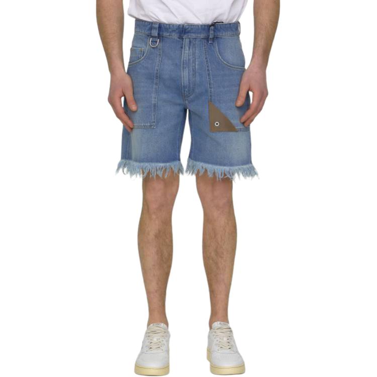 Shop FENDI SS23 蓝色流苏口袋休闲短裤 FLP307AN4WF0QG0