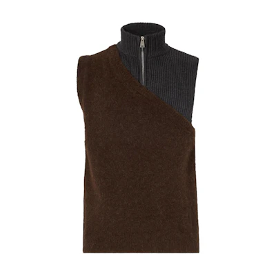 FENDI SS23 Colorblock Half-Zip High-Neck Casual Vest. FZC453APP4F1M0V