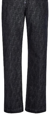 FENDI SS23 Dark Blue Monogram Straight-Leg Zipper Pocket Jeans. FLP302APSWF0QG0 Details for FENDI SS23 Dark Blue Monogram Straight-Leg Zipper Pocket Jeans. FLP302APSWF0QG0