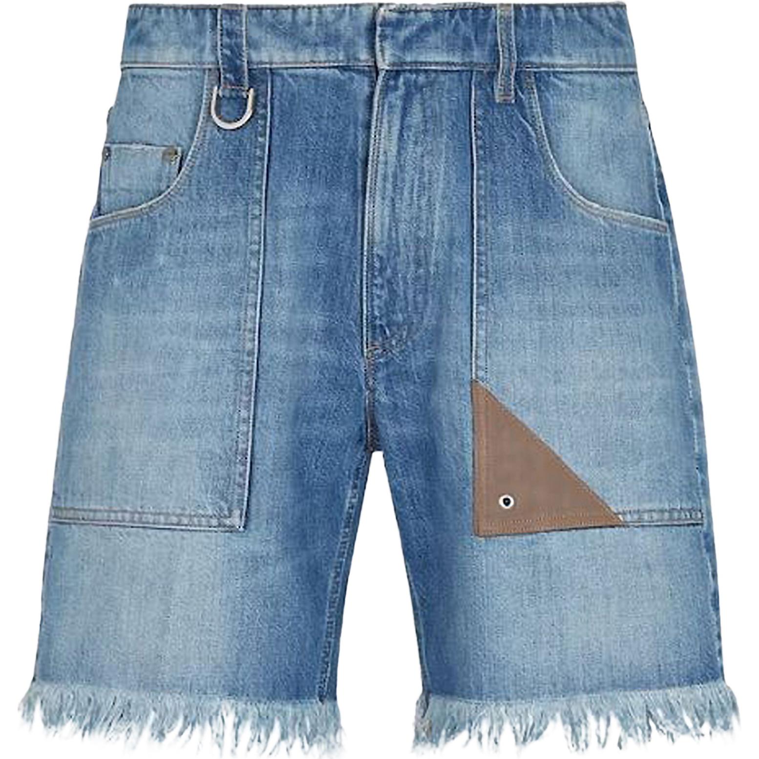 FENDI SS23  Frayed Denim Shorts with Zipper and Button. FLP307AN4WF0QG