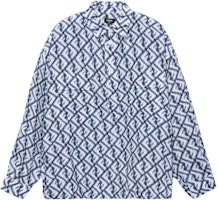 FENDI SS23 Geometric Print Button-Up Pullover Long Sleeve Shirt Blue FS1092AN0KF0V6W FENDI SS23 Geometric Print Button-Up Pullover Long Sleeve Shirt Blue FS1092AN0KF0V6W