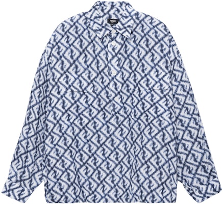 FENDI SS23 Geometric Print Button-Up Pullover Long Sleeve Shirt Blue FS1092AN0KF0V6W Order FENDI SS23 Geometric Print Button-Up Pullover Long Sleeve Shirt Blue FS1092AN0KF0V6W