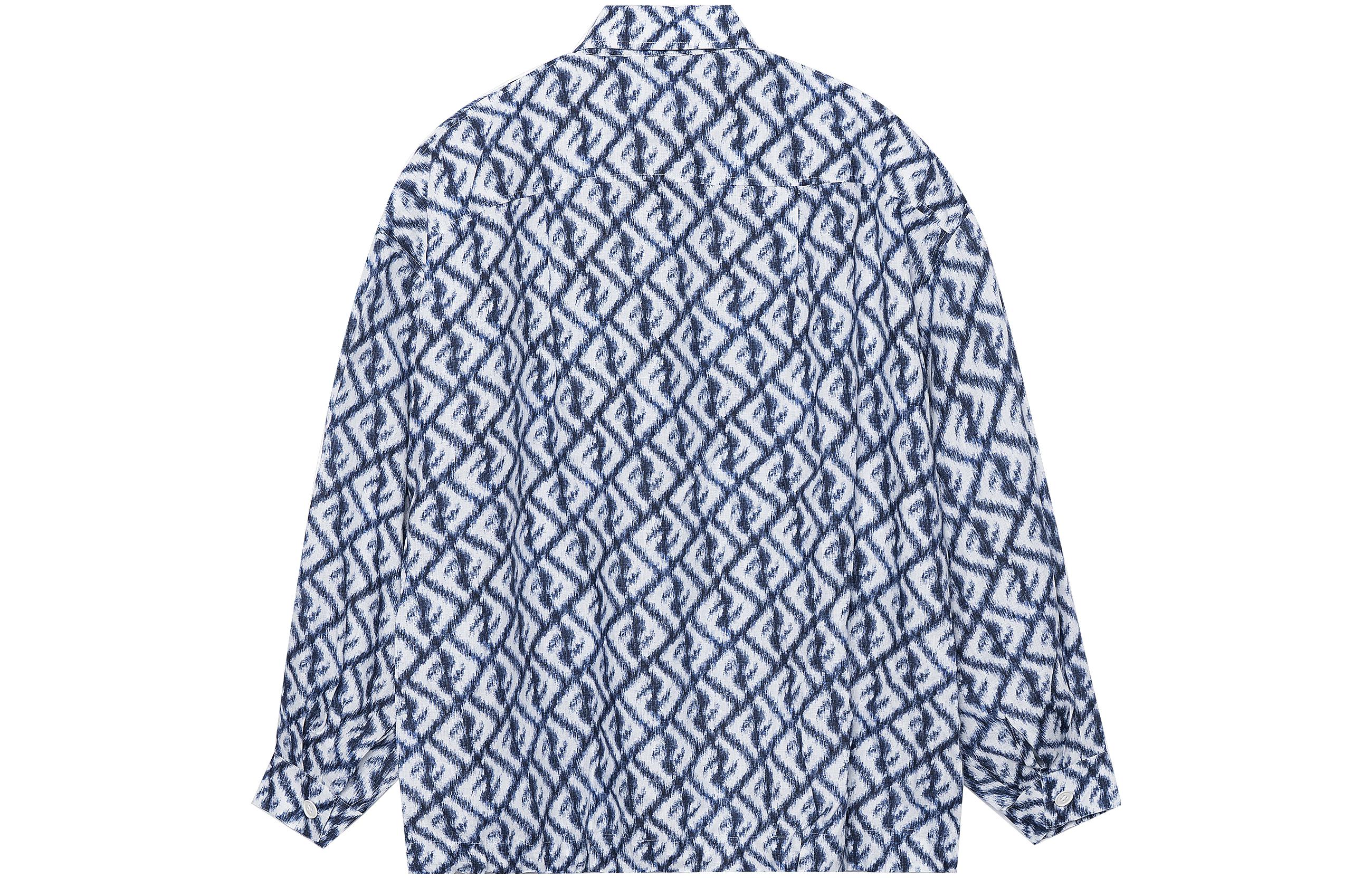 Lookbook FENDI SS23  Geometric Print Button-Up Pullover Long Sleeve Shirt Blue FS1092AN0KF0V6W