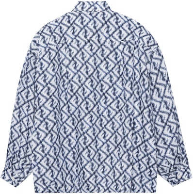 FENDI SS23 Geometric Print Button-Up Pullover Long Sleeve Shirt Blue FS1092AN0KF0V6W Lookbook FENDI SS23 Geometric Print Button-Up Pullover Long Sleeve Shirt Blue FS1092AN0KF0V6W