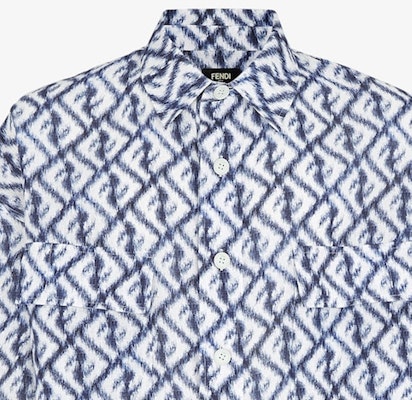 FENDI SS23 Geometric Print Button-Up Pullover Long Sleeve Shirt Blue FS1092AN0KF0V6W Purchase FENDI SS23 Geometric Print Button-Up Pullover Long Sleeve Shirt Blue FS1092AN0KF0V6W