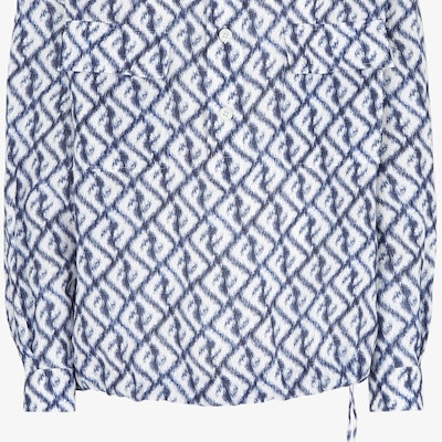 FENDI SS23 Geometric Print Button-Up Pullover Long Sleeve Shirt Blue FS1092AN0KF0V6W Details for FENDI SS23 Geometric Print Button-Up Pullover Long Sleeve Shirt Blue FS1092AN0KF0V6W