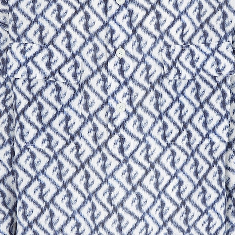 Cheap FENDI SS23  Geometric Print Button-Up Pullover Long Sleeve Shirt Blue FS1092AN0KF0V6W
