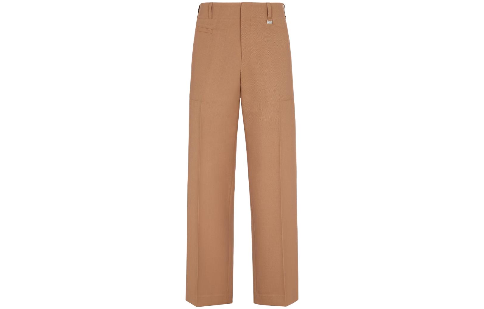 FENDI SS23  High-Waisted Wool Straight-Leg Pants Brown Color. FB0863AMYPF0TZ8