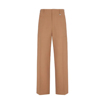 FENDI SS23 High-Waisted Wool Straight-Leg Pants Brown Color. FB0863AMYPF0TZ8