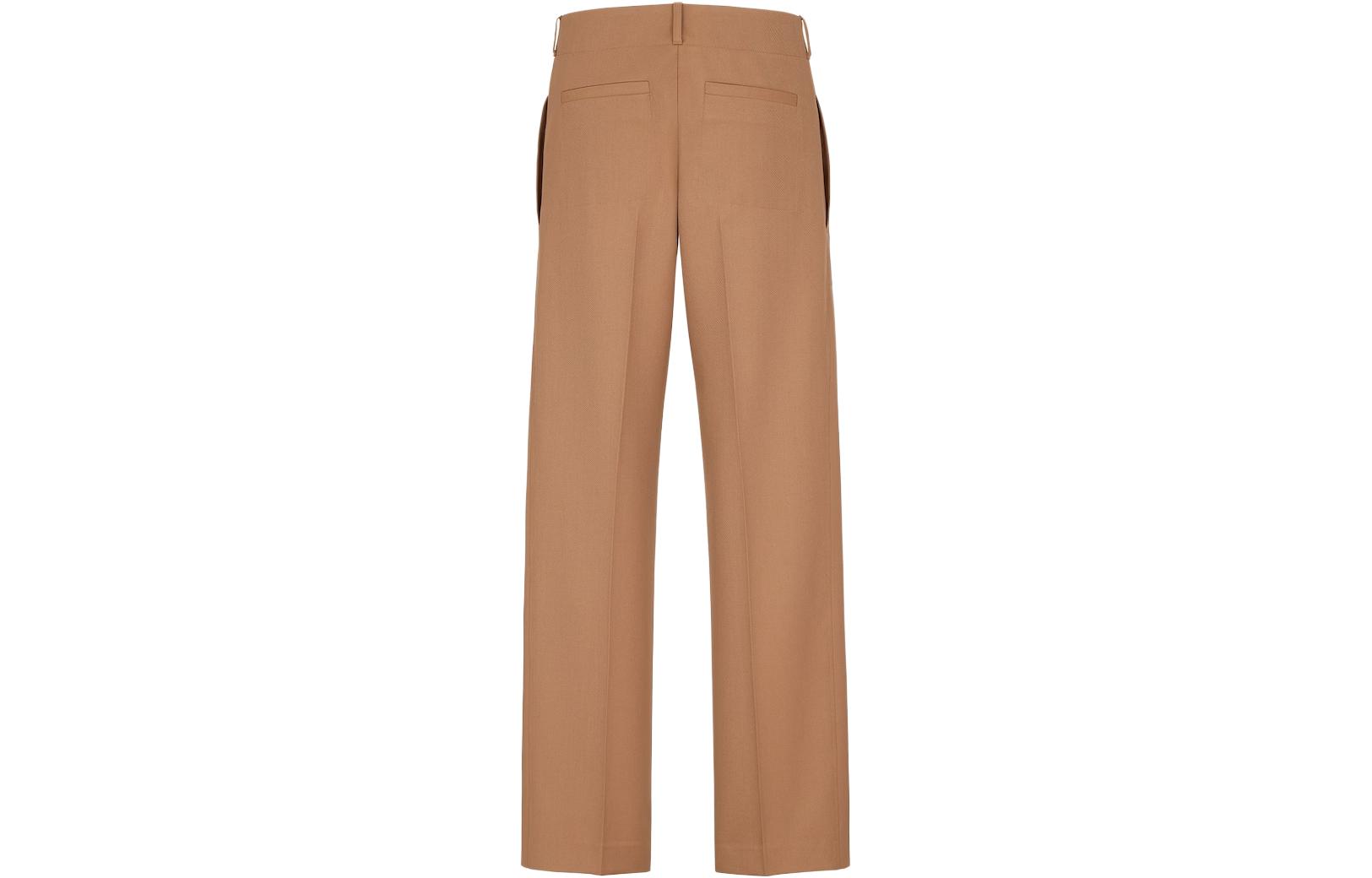 Lookbook FENDI 2023春夏高腰羊毛直筒裤棕色。 FB0863AMYPF0TZ8