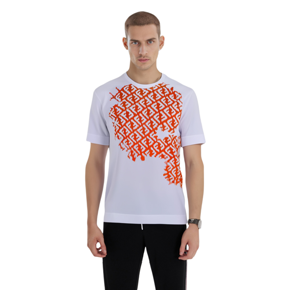 Purchase FENDI 2023春夏 橙色Logo印花圆领短袖T恤 FY0936AN25F1K0X