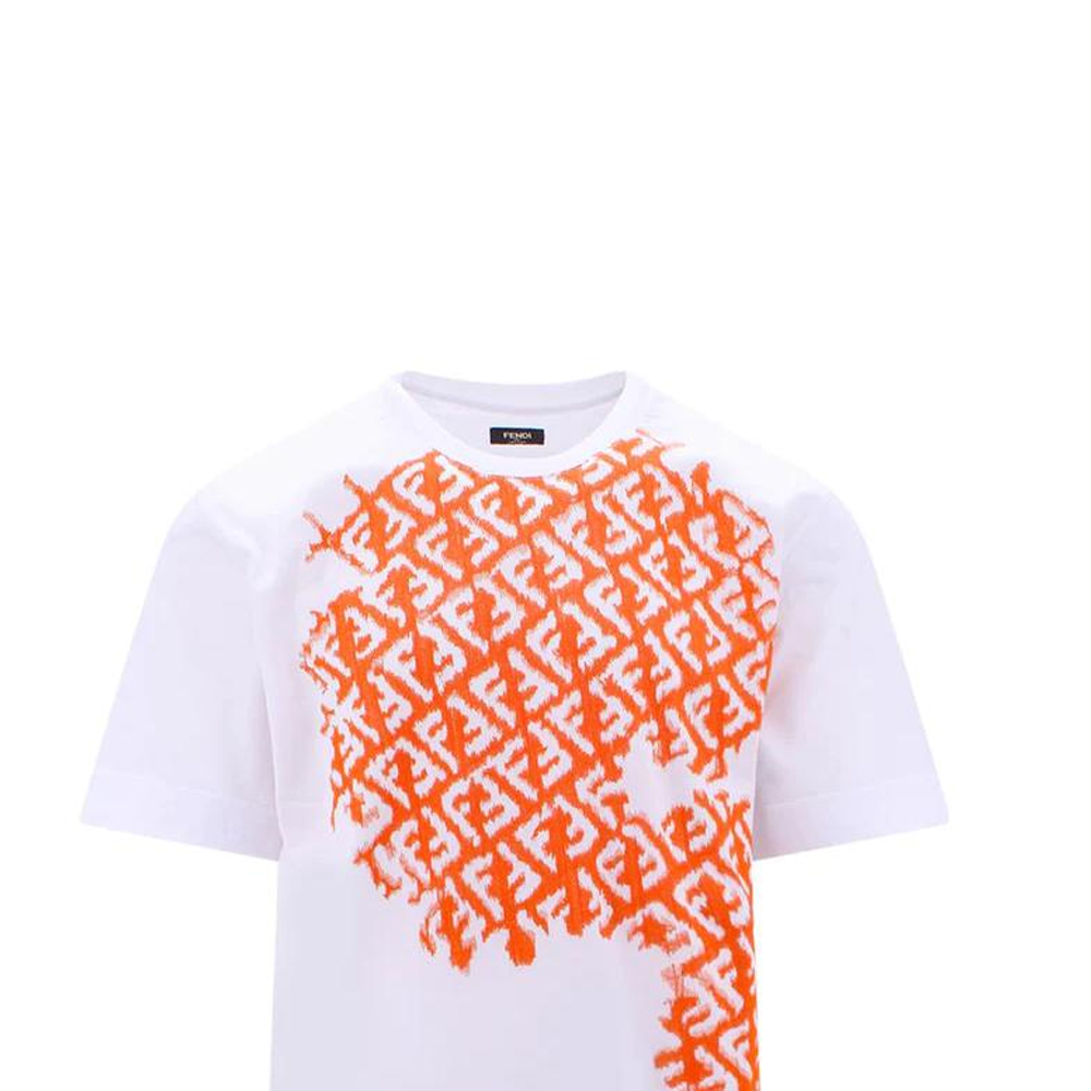 Sizing FENDI 2023春夏 橙色Logo印花圆领短袖T恤 FY0936AN25F1K0X