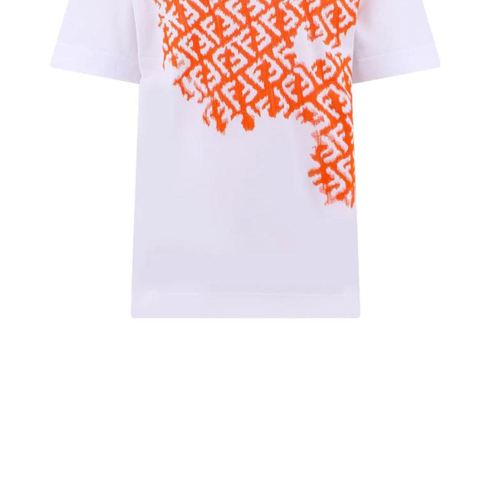 Cheap FENDI 2023春夏 橙色Logo印花圆领短袖T恤 FY0936AN25F1K0X