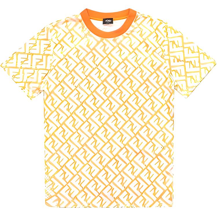 FENDI SS23  Orange Monogram Print Short Sleeve Casual T-Shirt. FAF682AN66F1KRO