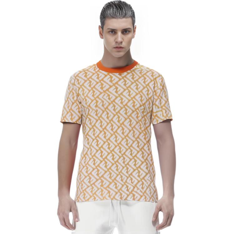 Details for 펜디 SS23 오렌지 모노그램 프린트 반팔 캐주얼 티셔츠. FAF682AN66F1KRO