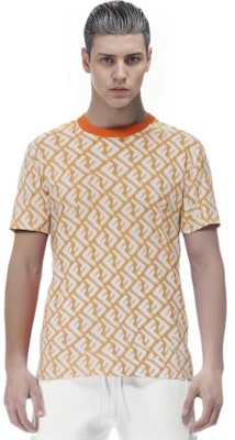 펜디 SS23 오렌지 모노그램 프린트 반팔 캐주얼 티셔츠. FAF682AN66F1KRO Details for 펜디 SS23 오렌지 모노그램 프린트 반팔 캐주얼 티셔츠. FAF682AN66F1KRO