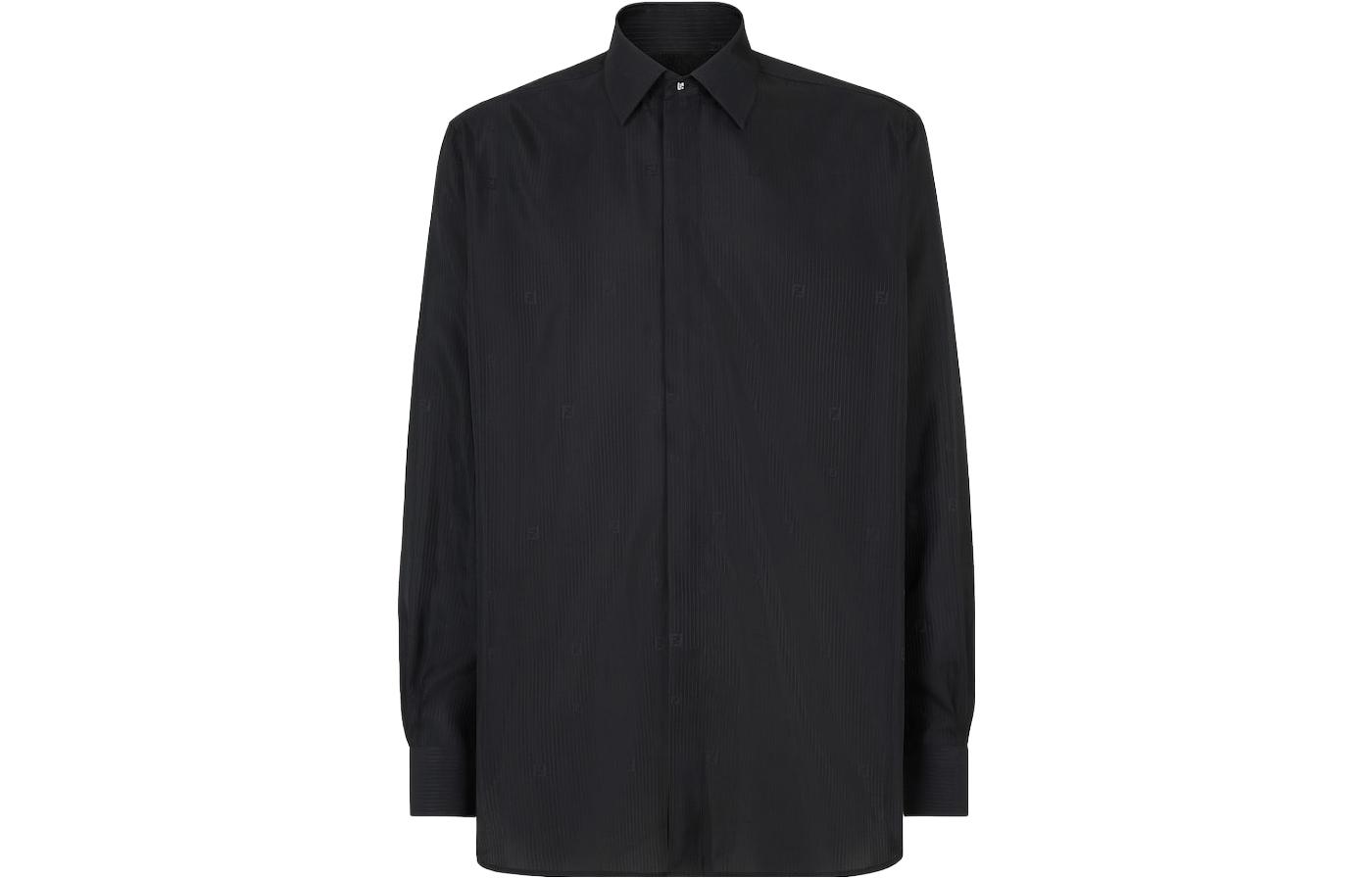 Order FENDI SS23 纯黑色长袖休闲纽扣衬衫。 FS0585AKEGF0QA1