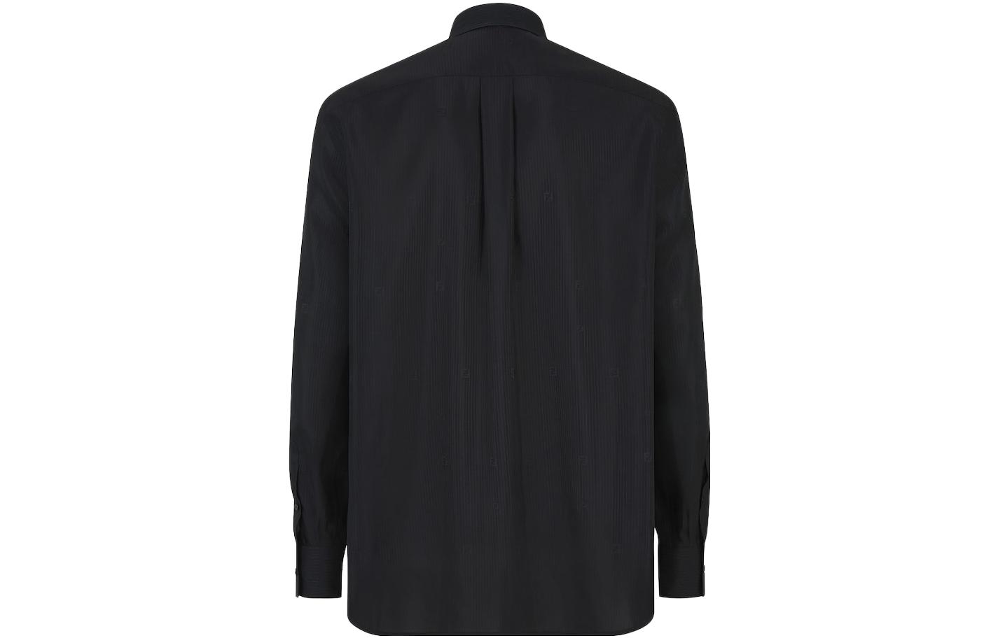 Lookbook FENDI SS23 纯黑色长袖休闲纽扣衬衫。 FS0585AKEGF0QA1