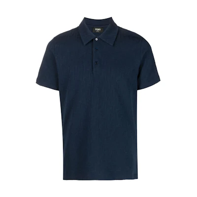 FENDI SS23 Solid Color Navy Blue Polo Shirt Short Sleeve Casual Wear. FY0985AN1TF0QG3