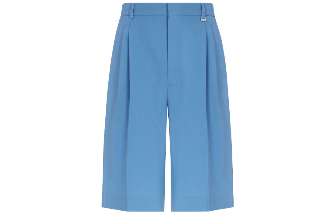 FENDI SS23  Solid Pleated Loose Fit Straight Shorts Blue. FB0695AMYTF0QR0