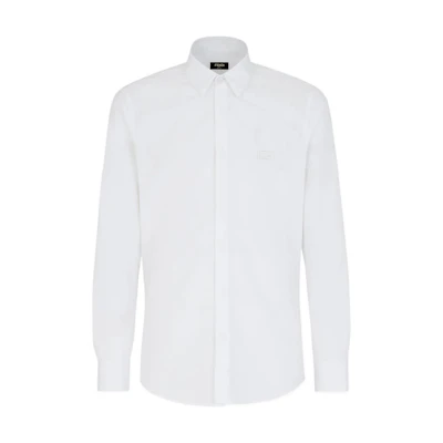 FENDI SS23 White Solid Color Cotton Long Sleeve Shirt FS0585AM8TF1J7C