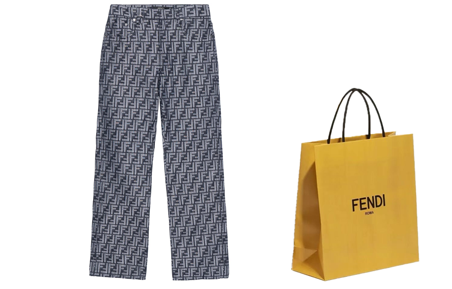 Shop FENDI SS23 Seluar Jeans Denim Kasual Cetakan Huruf Biru. FLP302AMZ3F0ZNZ