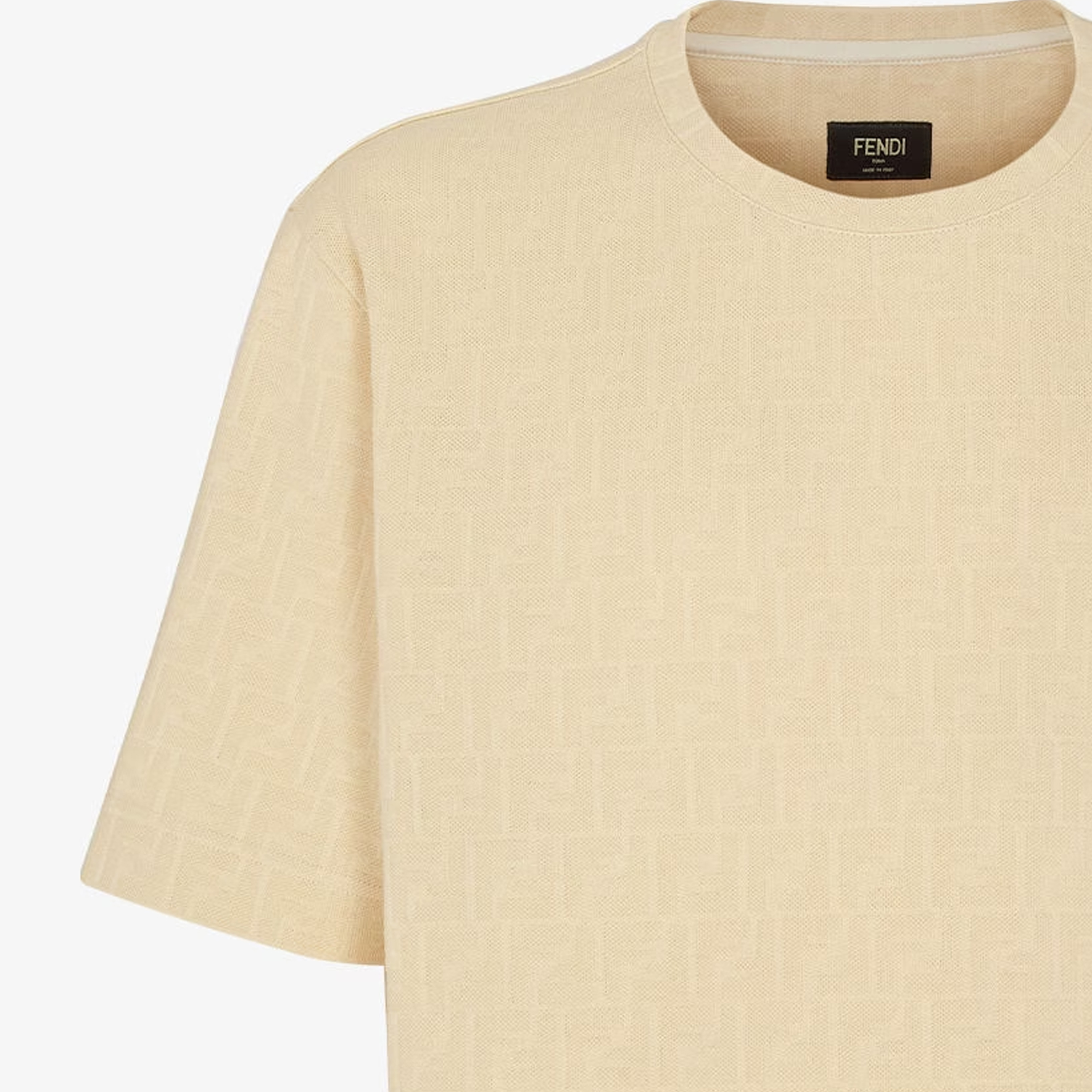 Details for 펜디 SS23 올오버 로고 크루넥 반팔 티셔츠 베이지 남성용. FY0936AN1TF0PKL