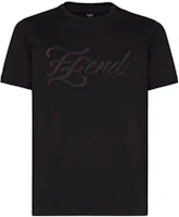 FENDI SS23 Black Plain Logo Embroidered Short Sleeve T-Shirt Men. FY0984-AHV4-F0QA1 FENDI SS23 Black Plain Logo Embroidered Short Sleeve T-Shirt Men. FY0984-AHV4-F0QA1
