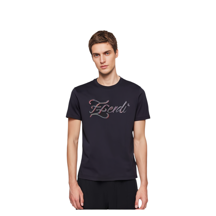 Purchase FENDI SS23 黑色簡約刺繡Logo短袖T恤 男款. FY0984-AHV4-F0QA1