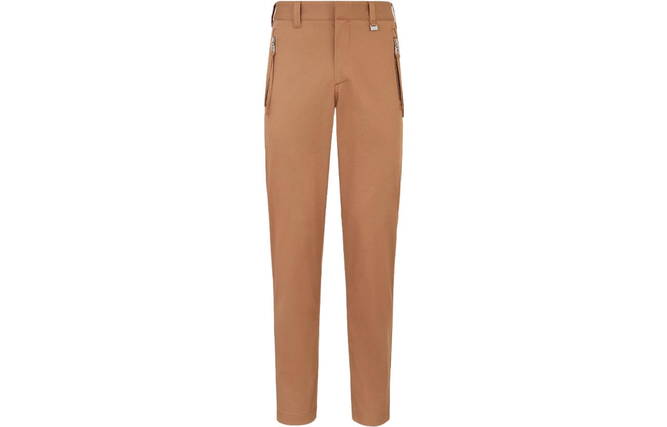 FENDI SS23 Brown Solid Jacquard Patch Straight-Leg Casual Pants for Men FB0869AMZAF0TZ8