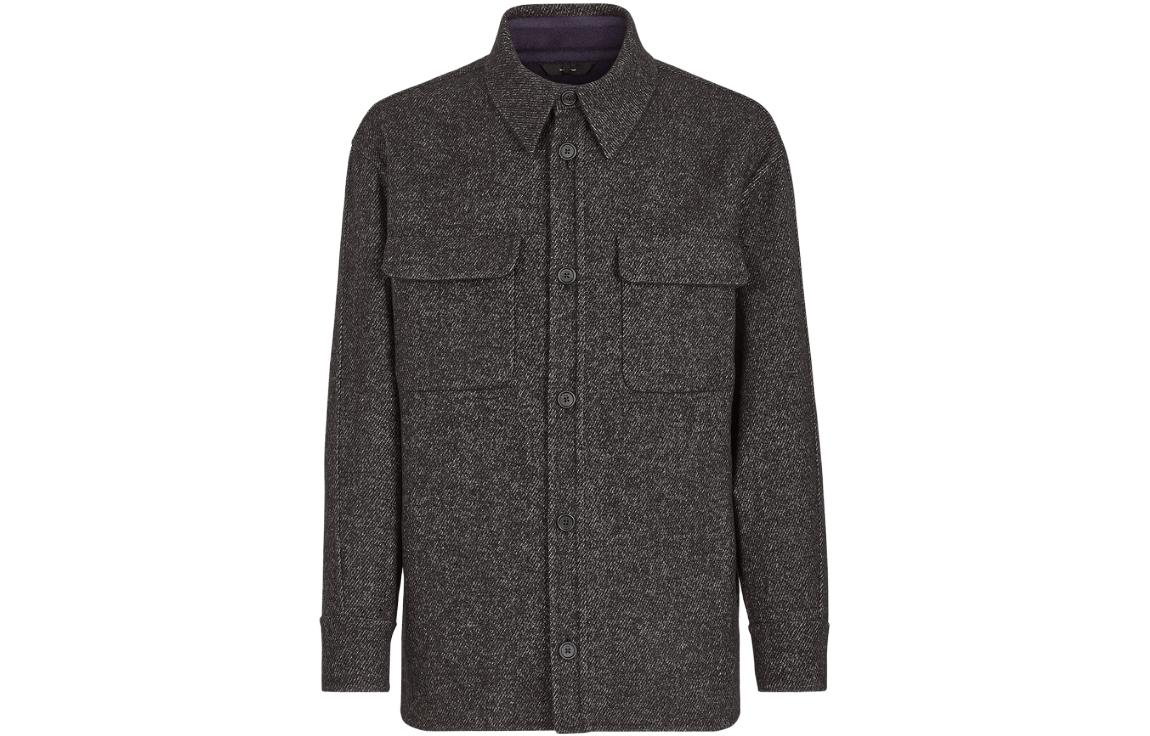 Fendi SS23 Casual Gray Long-Sleeve Jacket with Square Neck & Chest Pocket FW1286AQMTF1MTY
