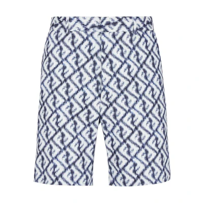 FENDI SS23 Diagonal FF Print High-Waisted Bermuda Shorts Men Blue FB0821AN0KF0V6W