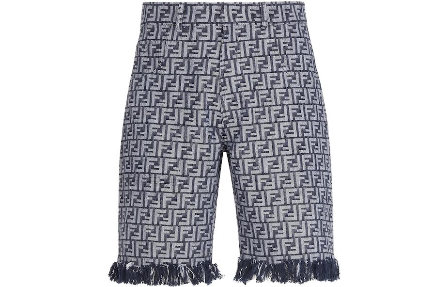 Order 芬迪 SS23 FF印花中腰直筒牛仔短裤 蓝色 FLP307AMZ3F0ZNZ