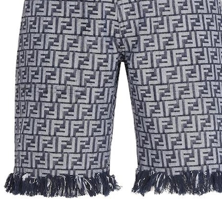 FENDI SS23 FF Print Button Mid-Rise Straight Denim Shorts Blue FLP307AMZ3F0ZNZ Details for FENDI SS23 FF Print Button Mid-Rise Straight Denim Shorts Blue FLP307AMZ3F0ZNZ