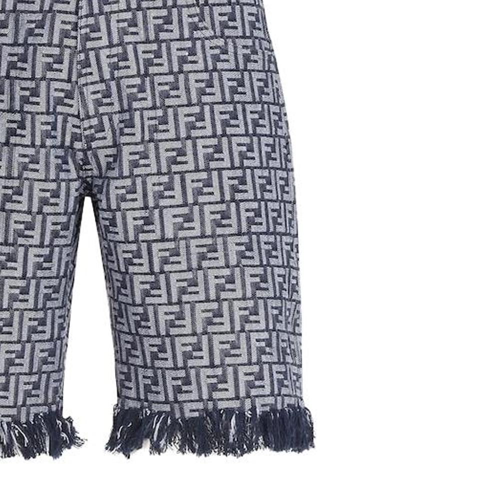 Sizing 芬迪 SS23 FF印花中腰直筒牛仔短裤 蓝色 FLP307AMZ3F0ZNZ