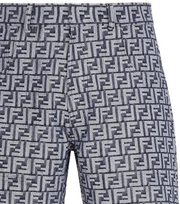 FENDI SS23 FF Print Button Mid-Rise Straight Denim Shorts Blue FLP307AMZ3F0ZNZ Cheap FENDI SS23 FF Print Button Mid-Rise Straight Denim Shorts Blue FLP307AMZ3F0ZNZ