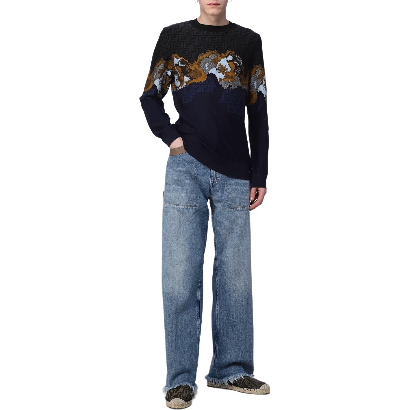 Purchase FENDI 男士SS23漸層圓領毛衣 海軍藍 FZX005AN3ZF01WH