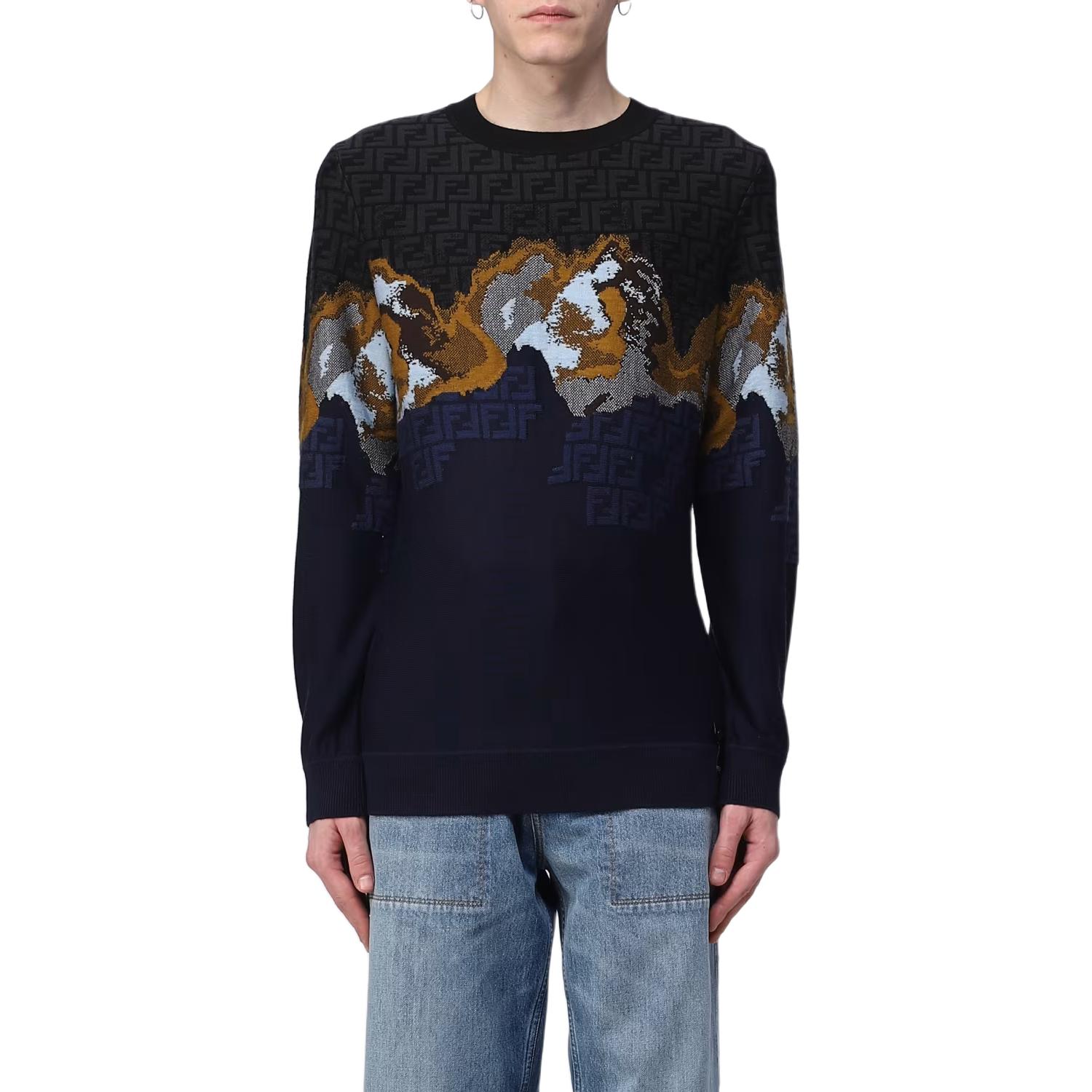 Details for FENDI 男士SS23漸層圓領毛衣 海軍藍 FZX005AN3ZF01WH