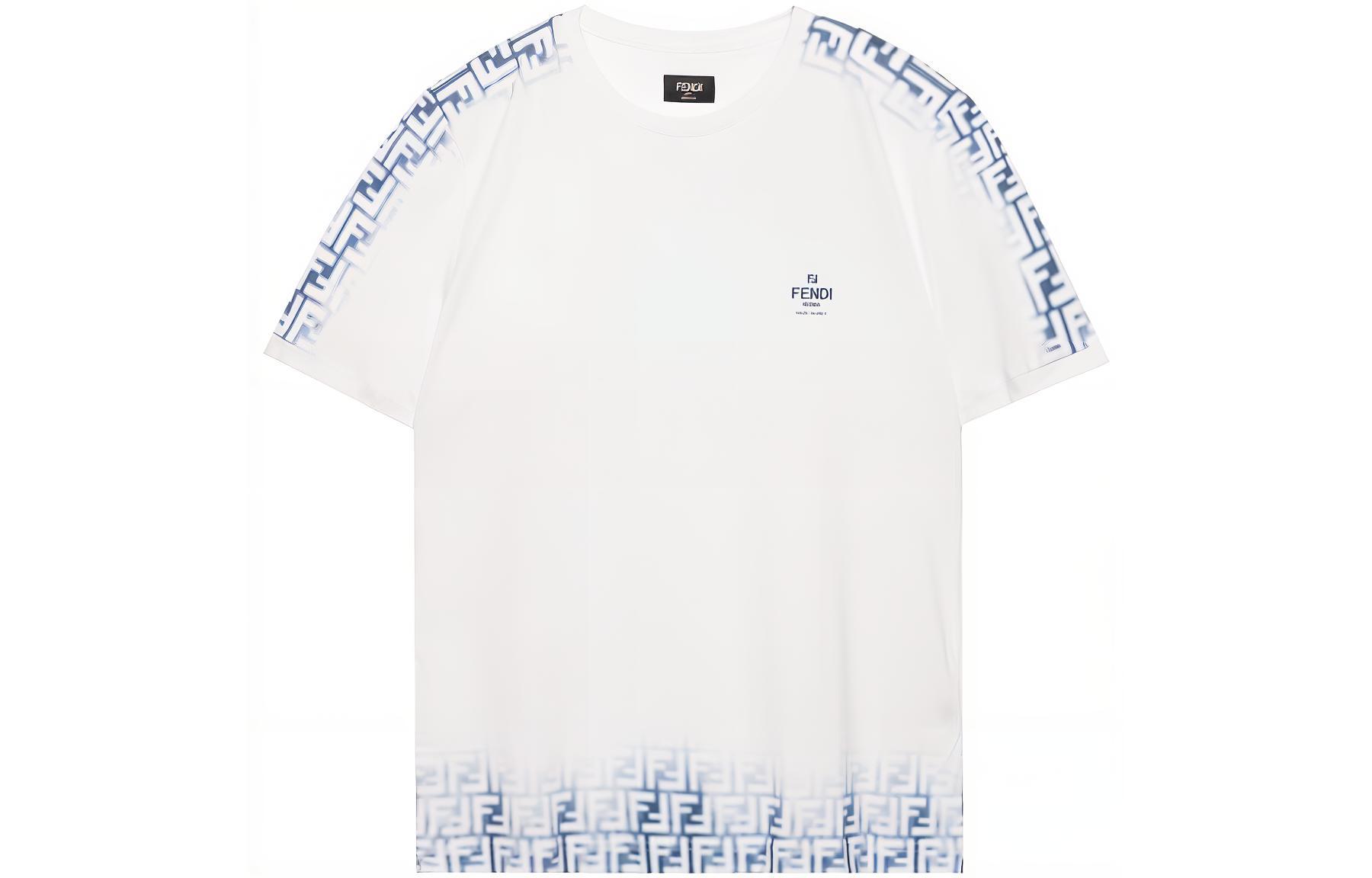 FENDI SS23 Gradient Logo Short-Sleeve Pullover T-Shirt White FY0894AN21F0QR0