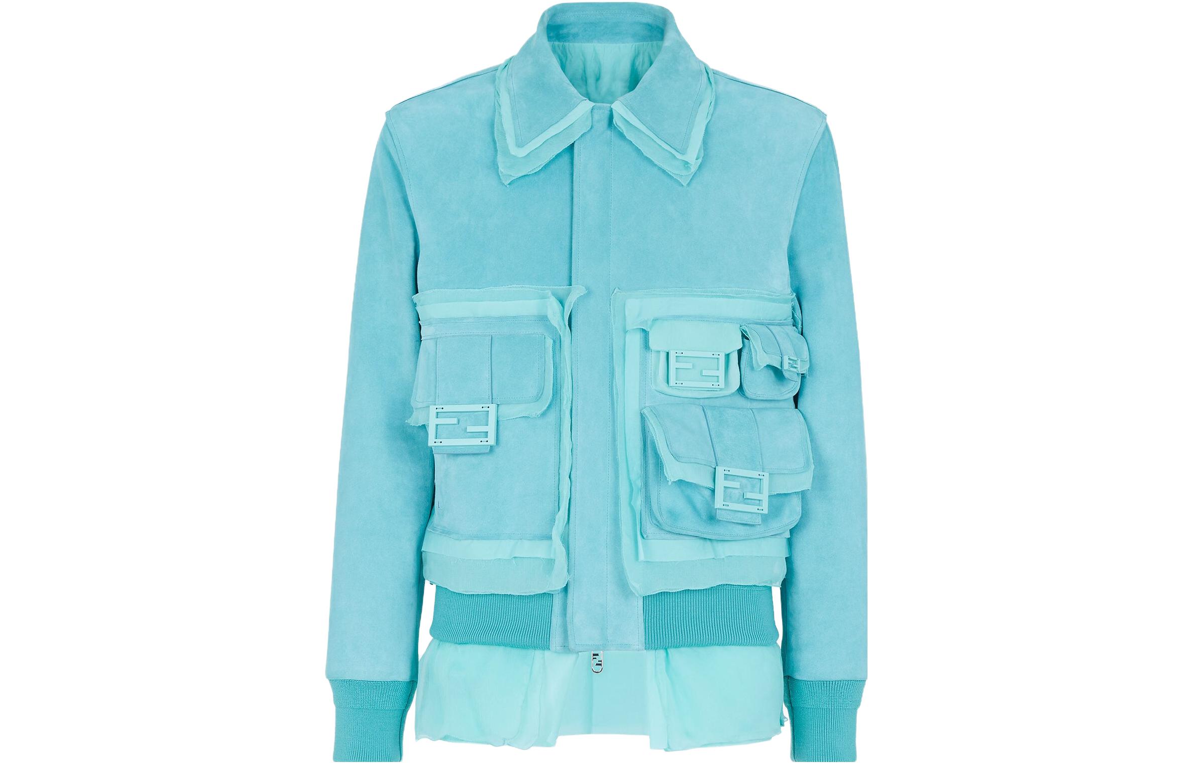 Fendi SS23 Light Blue Patch Pocket Long Sleeve Jacket FPJ082AM88F1J75